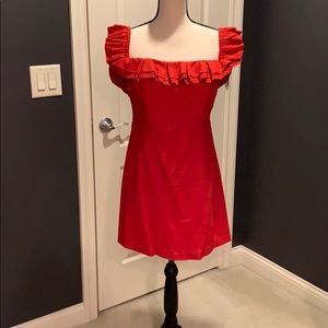 L’atiste red off the shoulder dress.